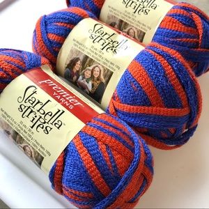 Premier Yarn, Starbella Stripe Red and Blue